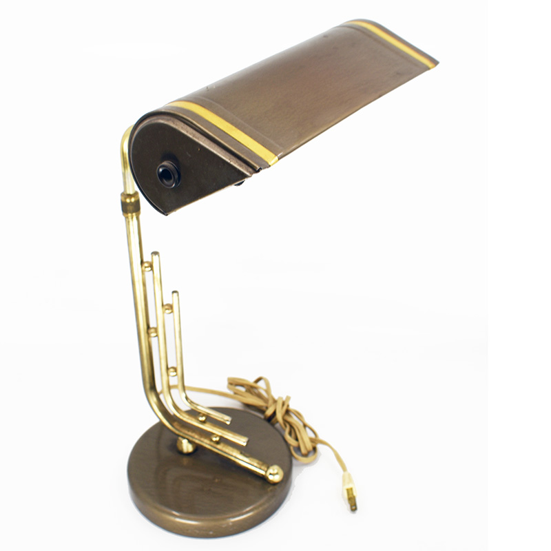 Vintage Art Deco Style Bronze DESK LAMP w/ Adjustable Shade, Takes ...